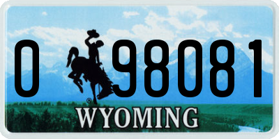 WY license plate 098081