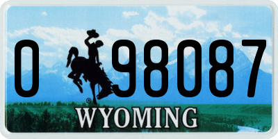 WY license plate 098087