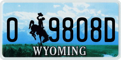WY license plate 09808D
