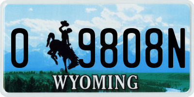 WY license plate 09808N