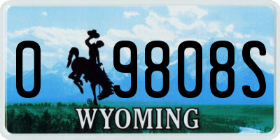 WY license plate 09808S
