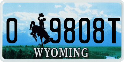 WY license plate 09808T