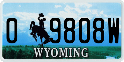 WY license plate 09808W