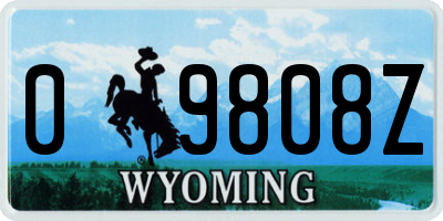 WY license plate 09808Z