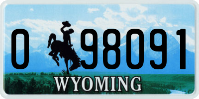 WY license plate 098091