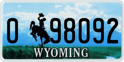 WY license plate 098092