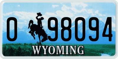 WY license plate 098094
