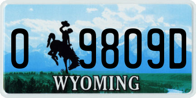 WY license plate 09809D