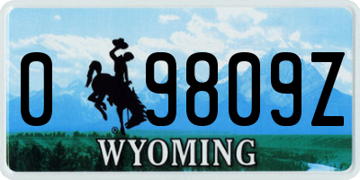 WY license plate 09809Z