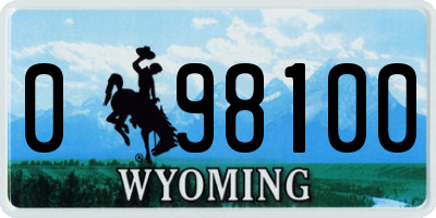 WY license plate 098100