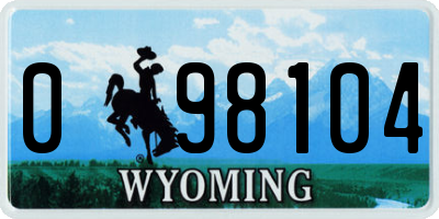 WY license plate 098104