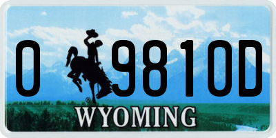 WY license plate 09810D