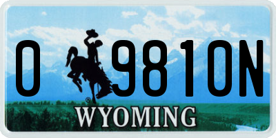 WY license plate 09810N