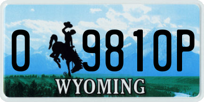 WY license plate 09810P
