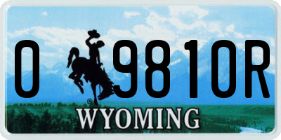 WY license plate 09810R
