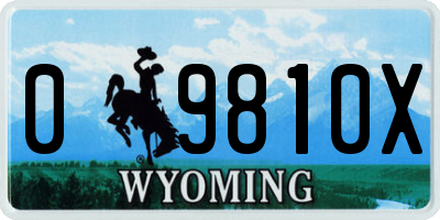WY license plate 09810X