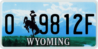 WY license plate 09812F