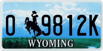 WY license plate 09812K