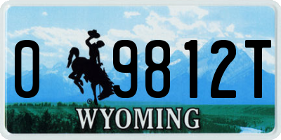 WY license plate 09812T
