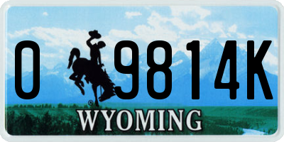 WY license plate 09814K