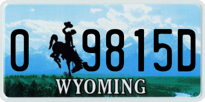 WY license plate 09815D