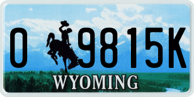 WY license plate 09815K