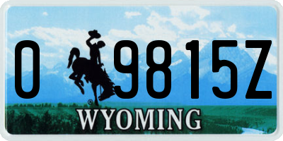 WY license plate 09815Z