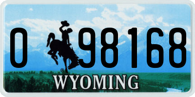 WY license plate 098168