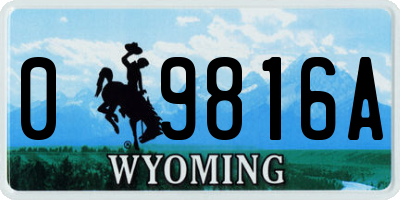 WY license plate 09816A