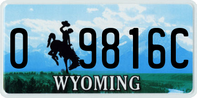WY license plate 09816C