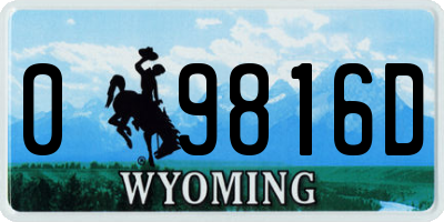 WY license plate 09816D