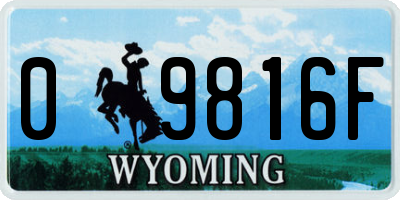 WY license plate 09816F
