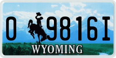 WY license plate 09816I