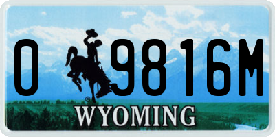 WY license plate 09816M