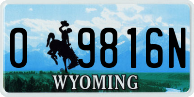 WY license plate 09816N