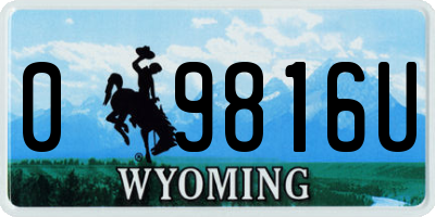 WY license plate 09816U