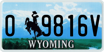 WY license plate 09816V
