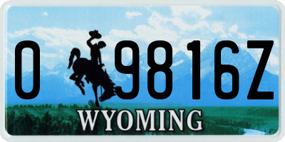 WY license plate 09816Z