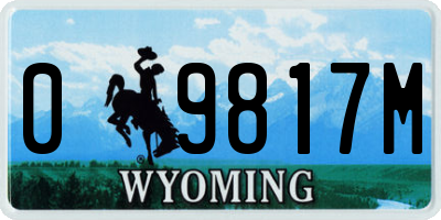 WY license plate 09817M