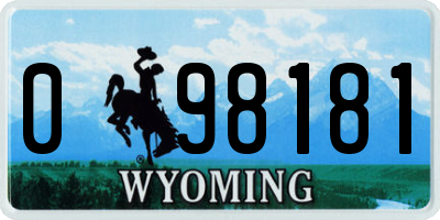 WY license plate 098181