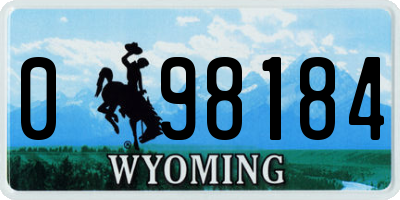 WY license plate 098184