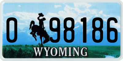 WY license plate 098186
