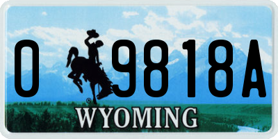 WY license plate 09818A