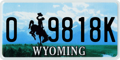 WY license plate 09818K