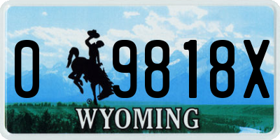 WY license plate 09818X