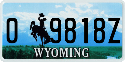 WY license plate 09818Z