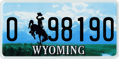 WY license plate 098190