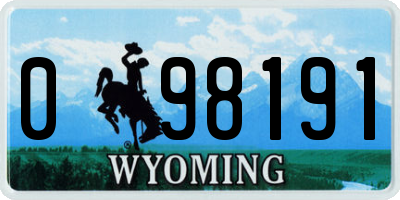 WY license plate 098191