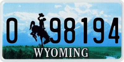 WY license plate 098194