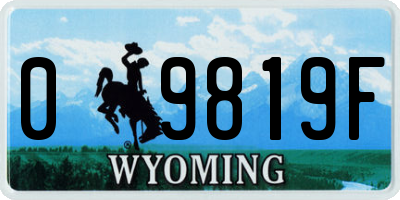 WY license plate 09819F